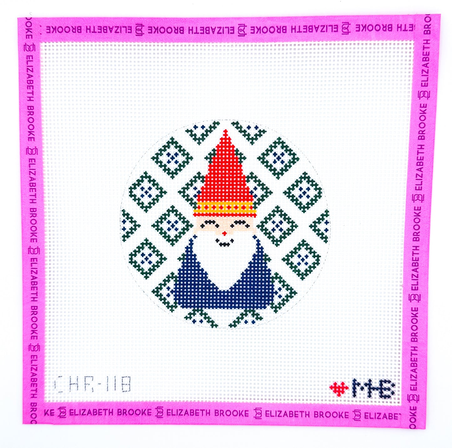 Fair Isle Gnome round needlepoint canvas