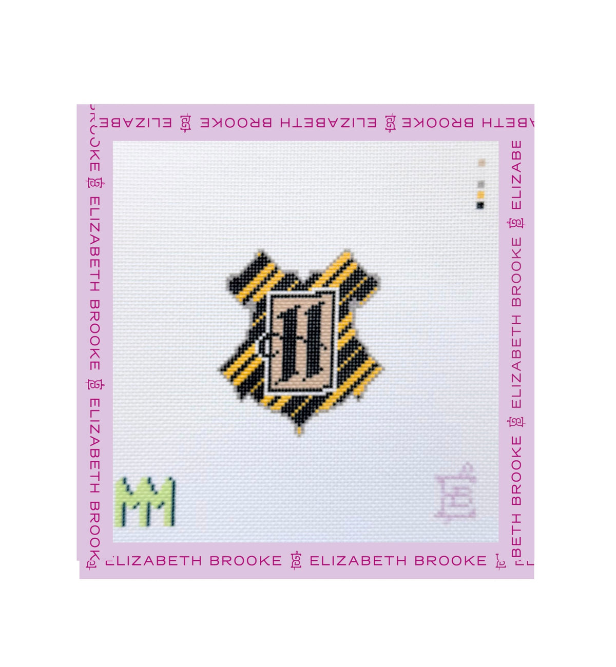 Yellow and Black Crest Needlepoint Canvas