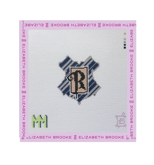 Blue and Silver Crest Needlepoint Canvas