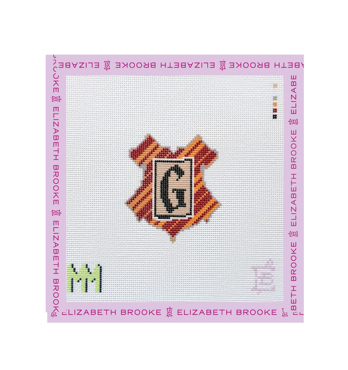 Red and Gold Crest Needlepoint Canvas