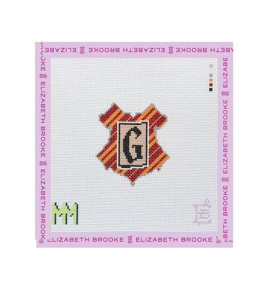 Red and Gold Crest Needlepoint Canvas