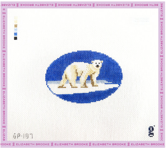 Polar Bear Oval Needlepoint Canvas