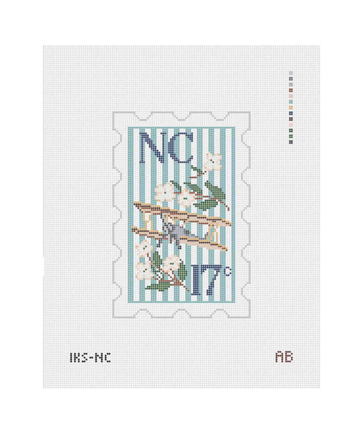 North Carolina State Stamp Needlepoint Canvas