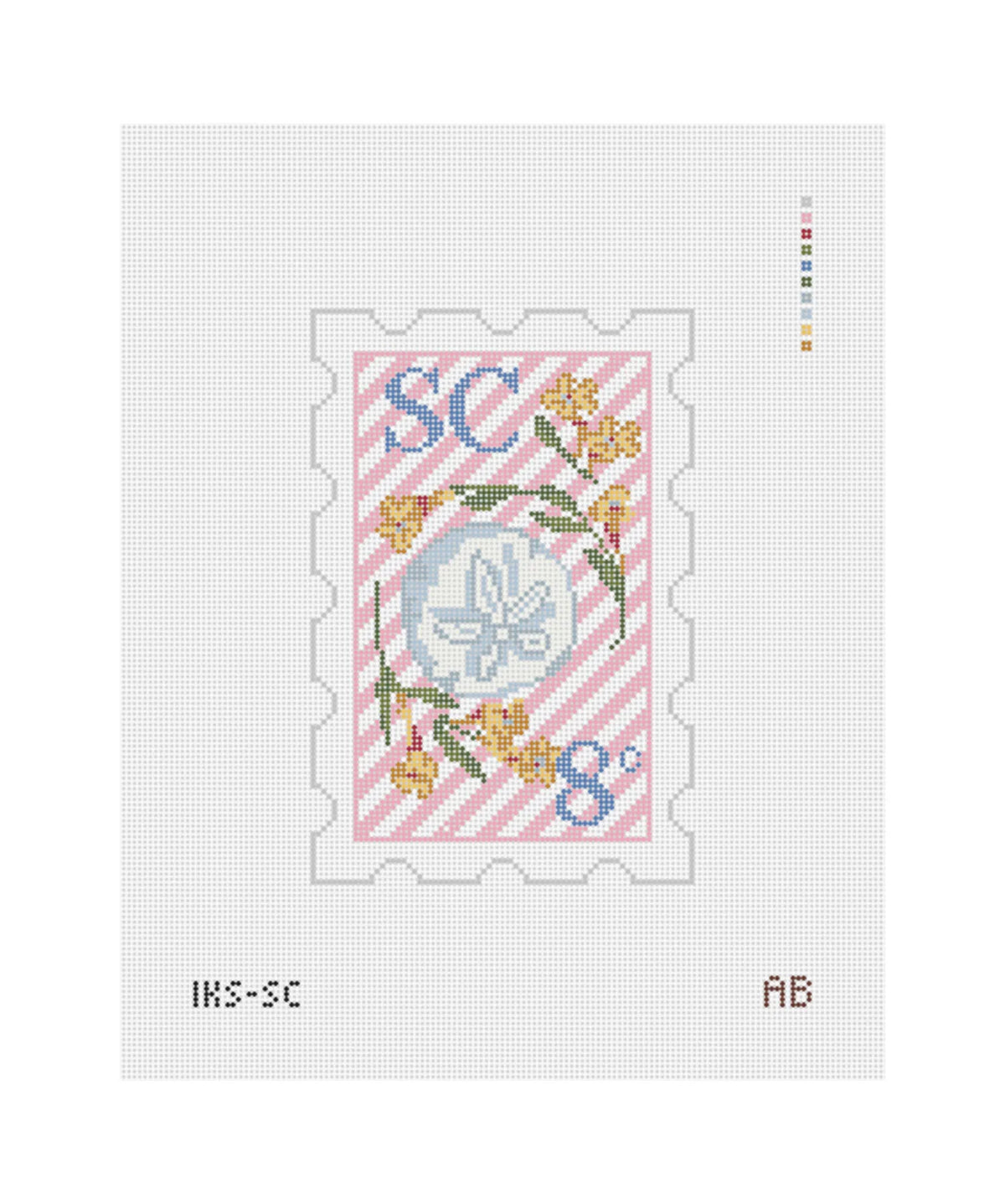 South Carolina State Stamp Needlepoint Canvas