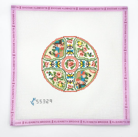 Canton Rose Plate Needlepoint Canvas