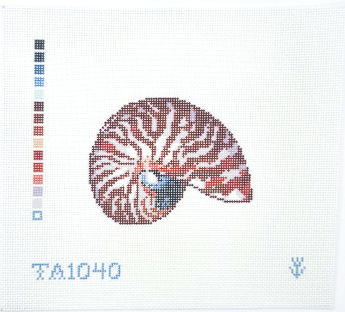 Terra Cotta Mini Nautilus Shell Needlepoint Canvas