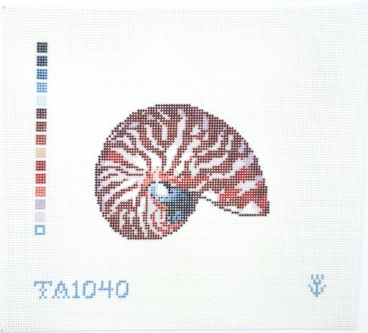 Terra Cotta Mini Nautilus Shell Needlepoint Canvas