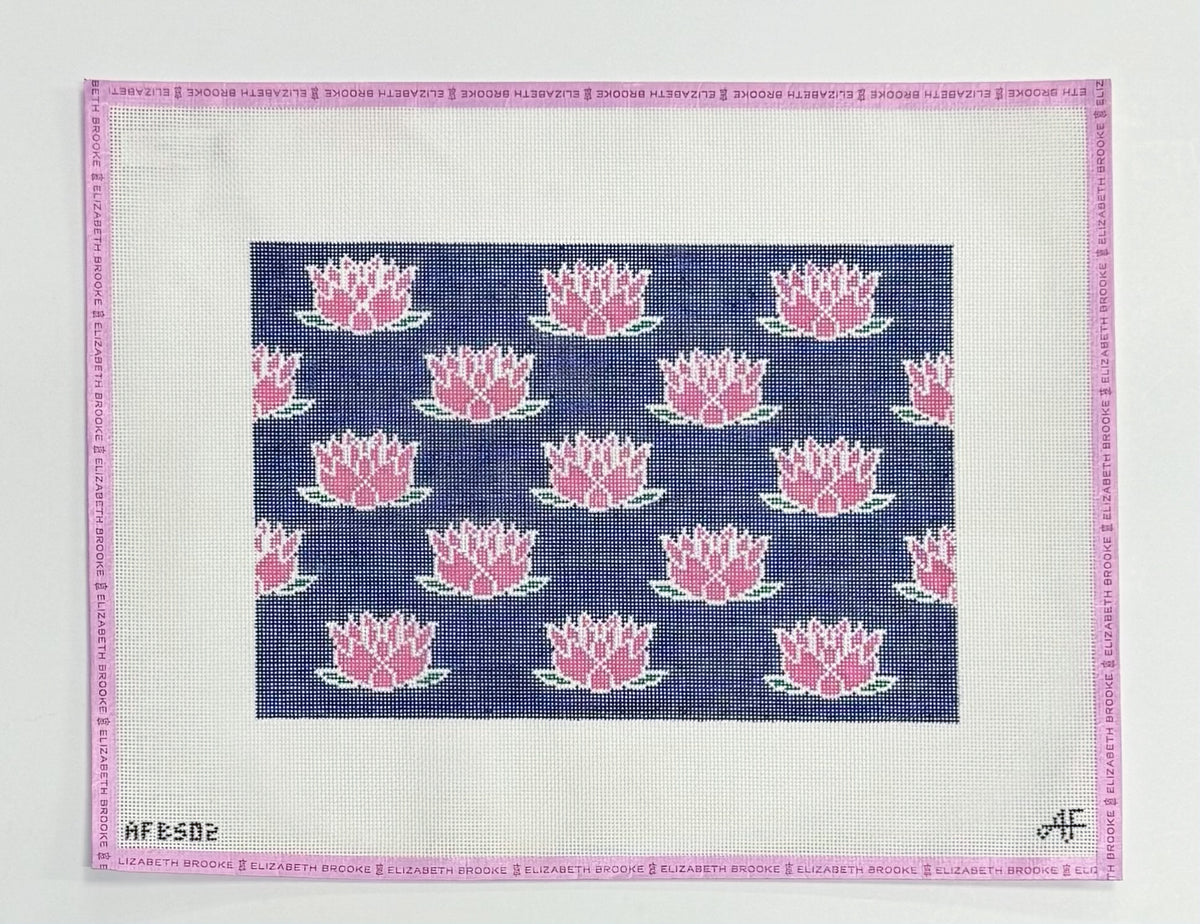 Navy Lotus Clutch Needlepoint Canvas