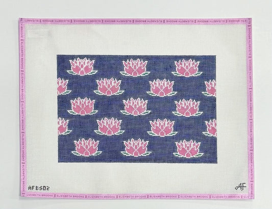 Navy Lotus Clutch Needlepoint Canvas