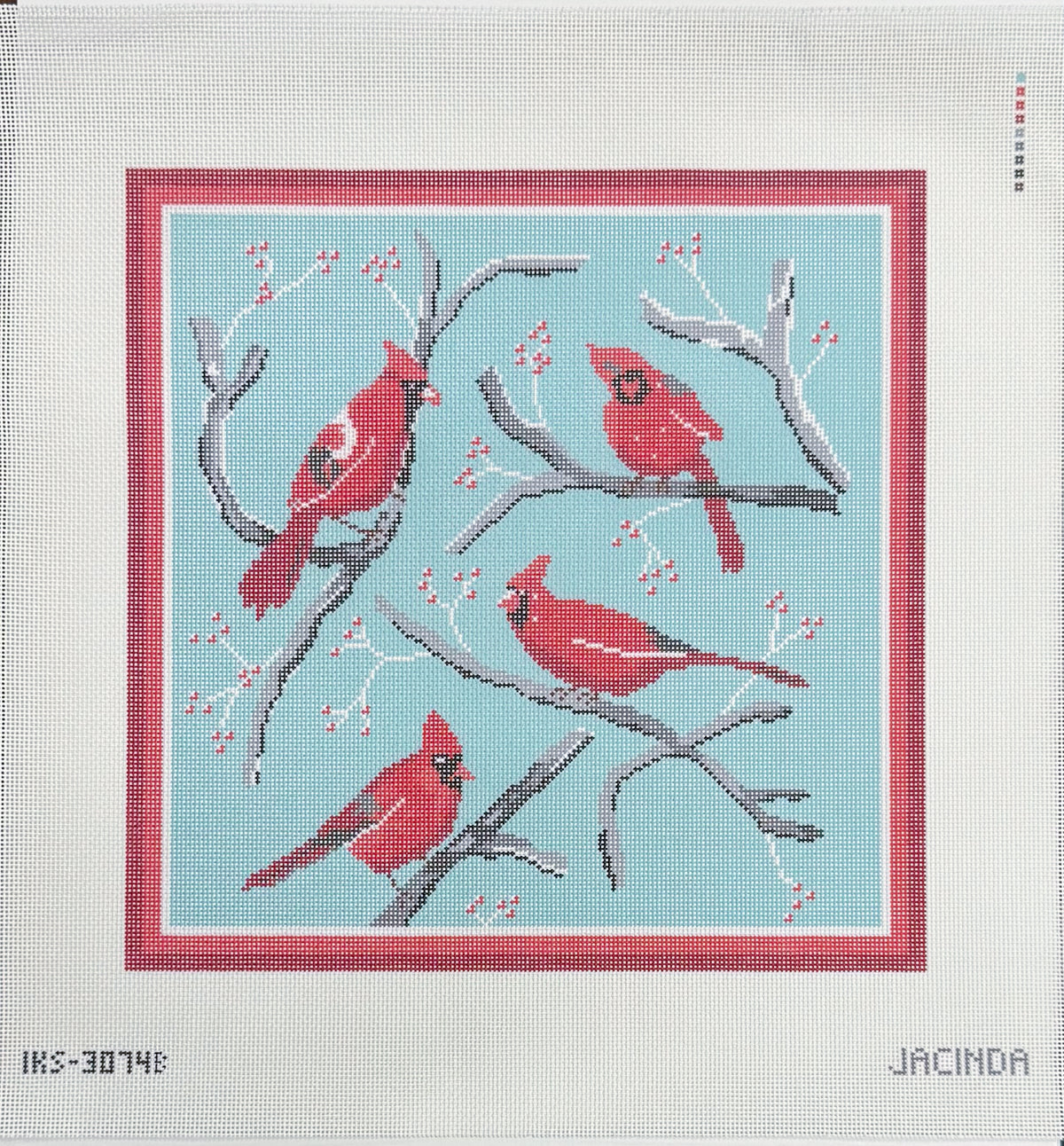 Large Winter Cardinals Needlepoint Canvas