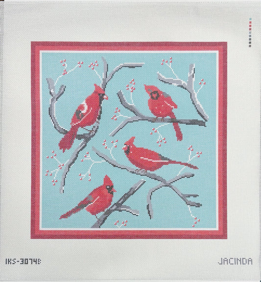 Large Winter Cardinals Needlepoint Canvas