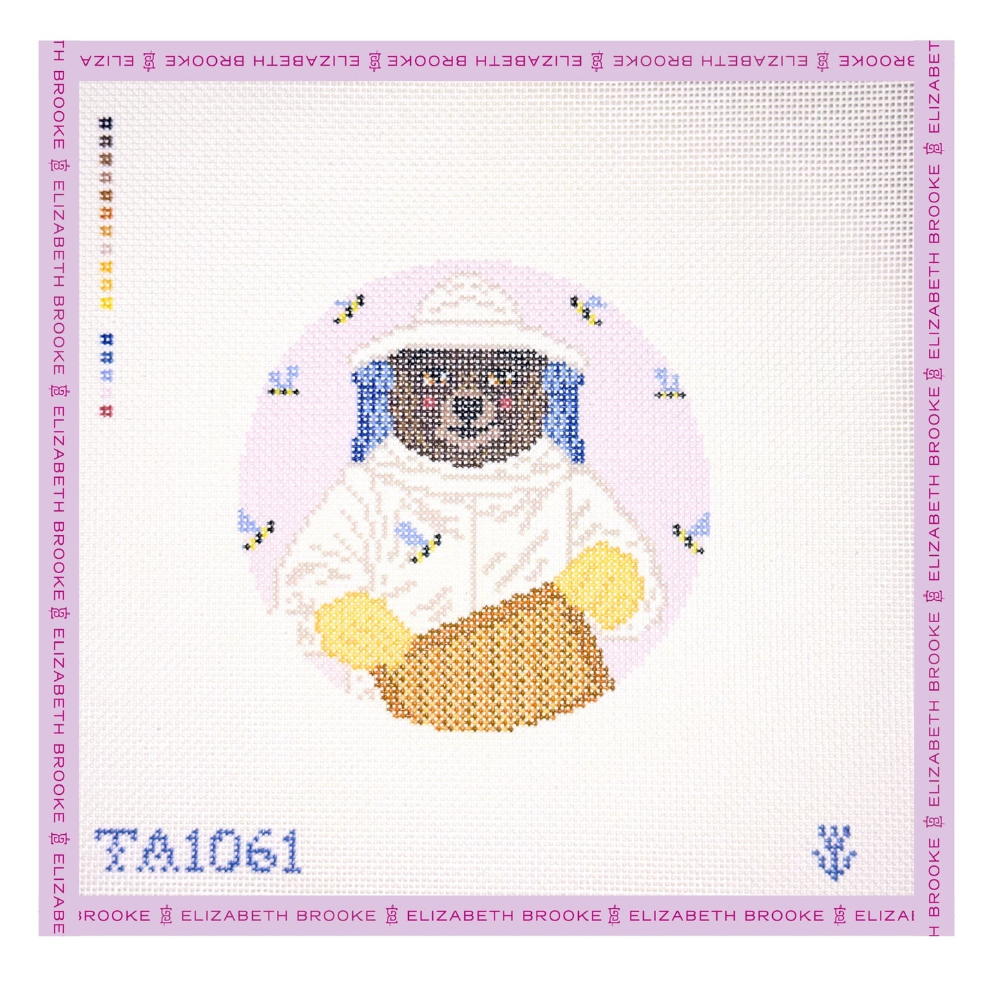 Beatrice the Beekeeping Bear Needlepoint Canvas