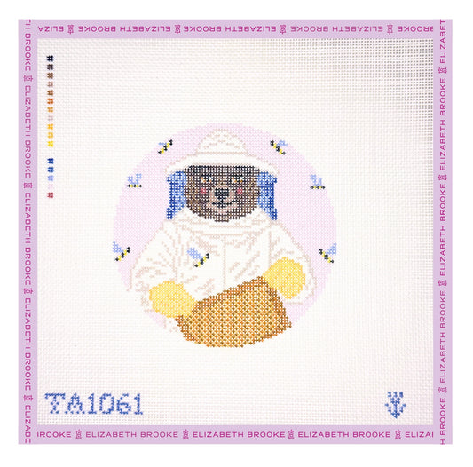 Beatrice the Beekeeping Bear Needlepoint Canvas