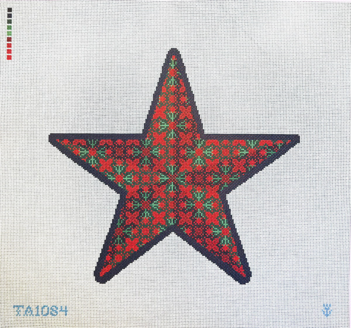 Red and Green Star Needlepoint Canvas