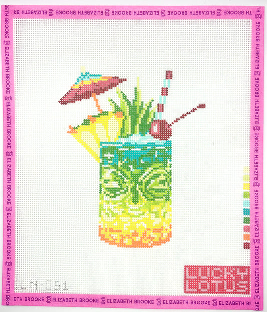 Tiki Cocktail Needlepoint Canvas