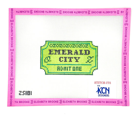 Emerald City ticket needlepoint canvas