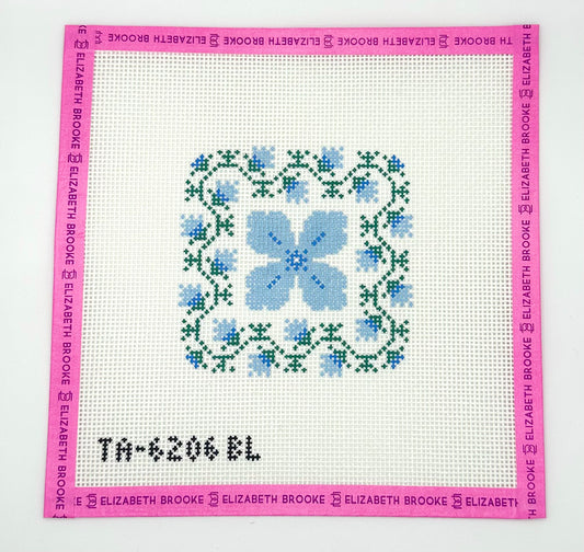 Blue Primrose square insert needlepoint canvas
