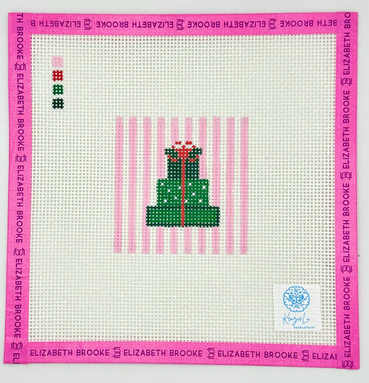 Preppy Present Stack christmas present needlepoint canvas.
