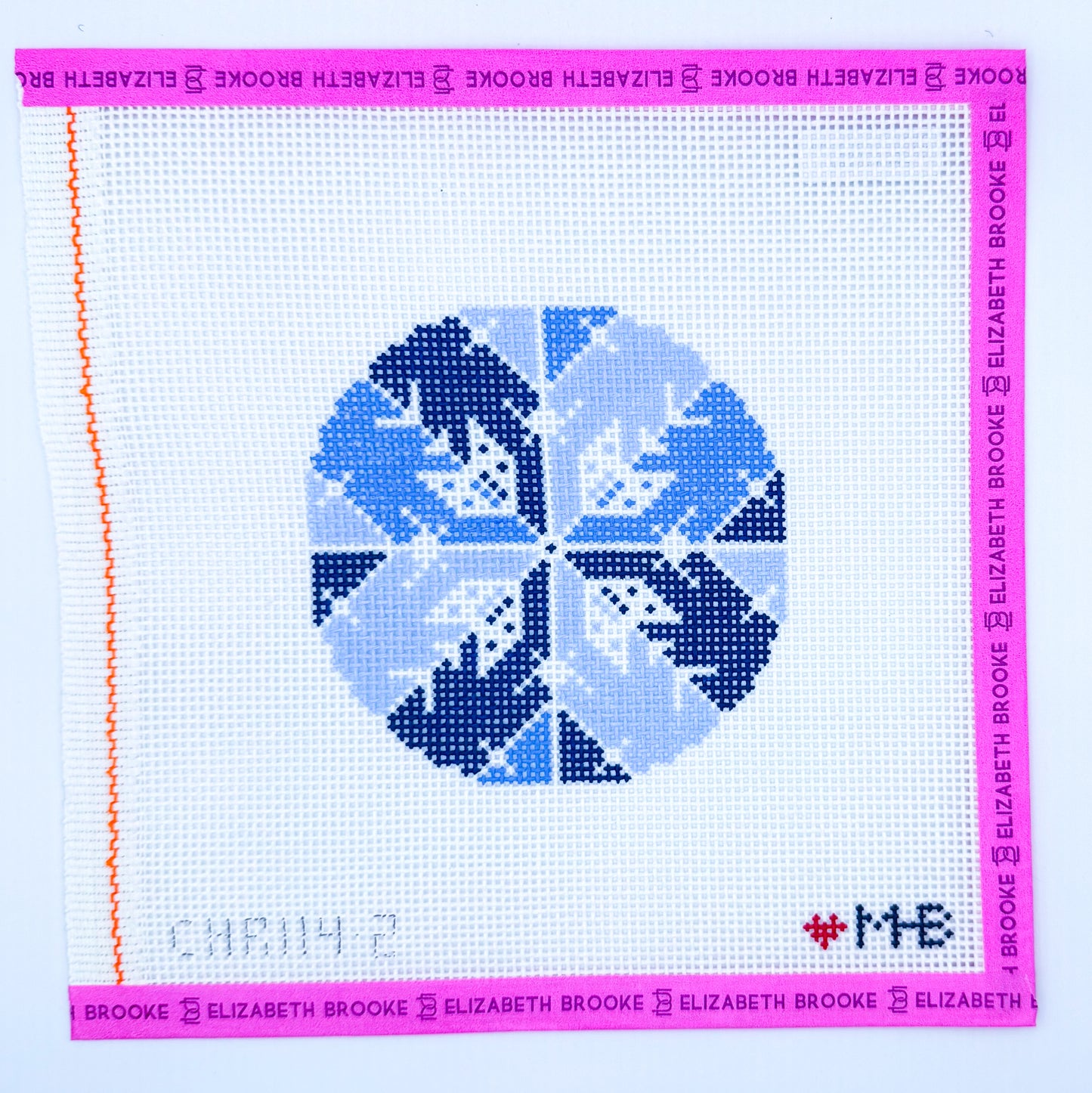Blue Snowflake Round Needlepoint Canvas