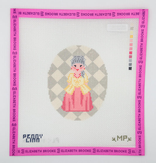 Pink Marie Antionette Oval Needlepoint Canvas