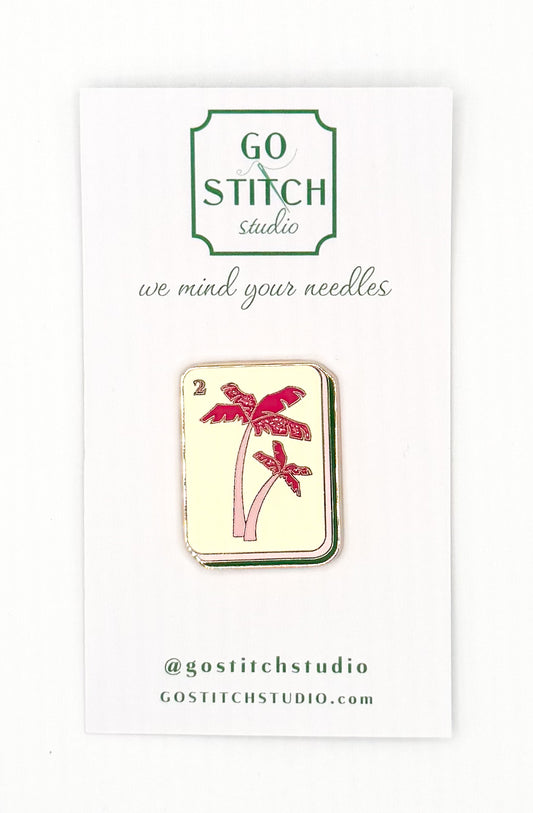 Pink Palm Tree Mahjong Tile Needle Minder