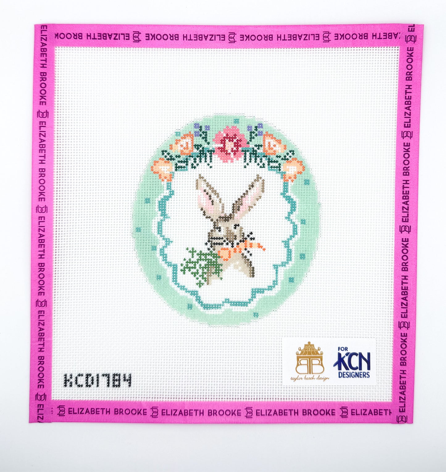 Polka Dot Easter Vignette Bunny Oval Needlepoint Canvas