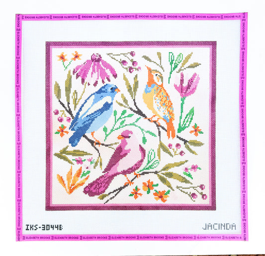 Springtime Birds Large Needlepoint Canvas
