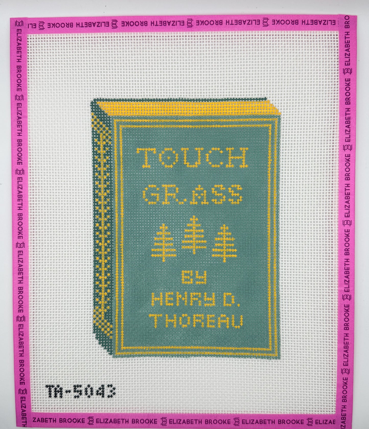 Touch Grass Book Cover Needlepoint Canvas