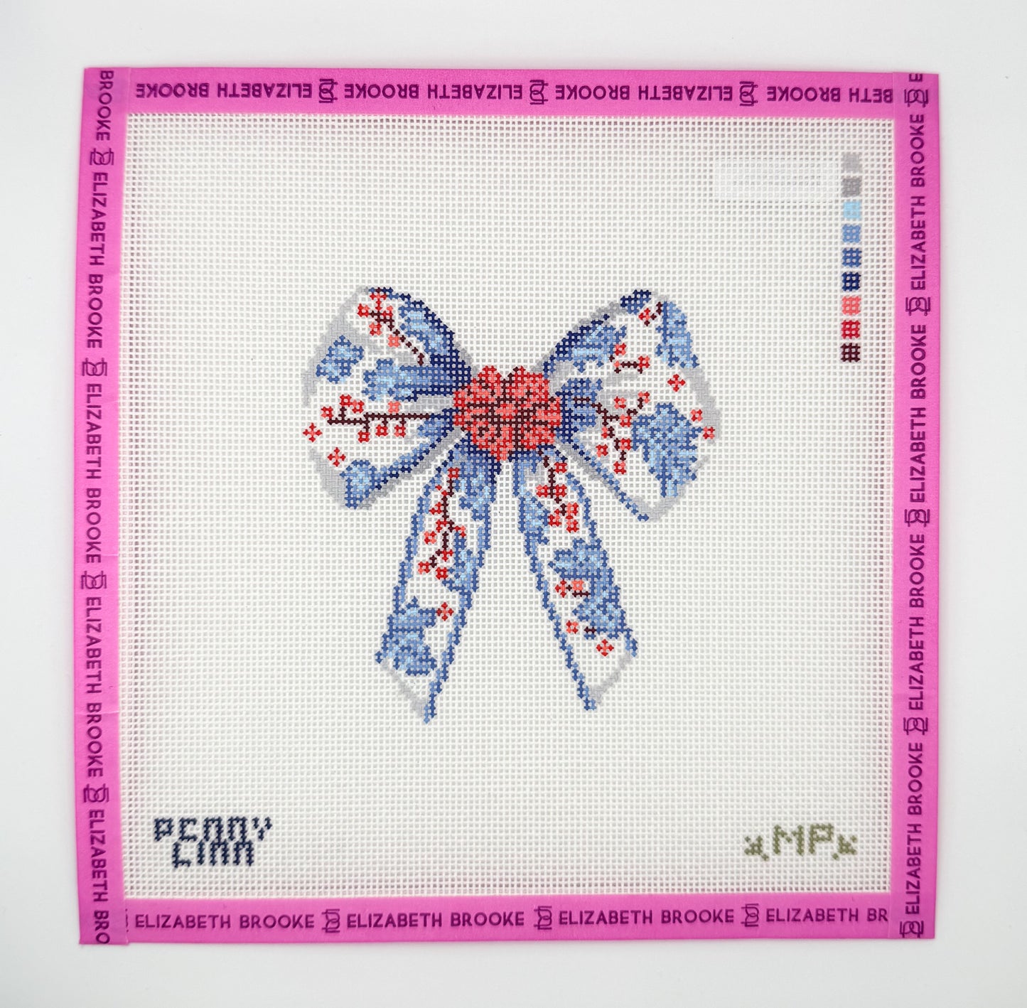 Chinoiserie Christmas Bow Needlepoint Canvas