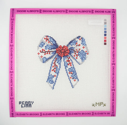 Chinoiserie Christmas Bow Needlepoint Canvas