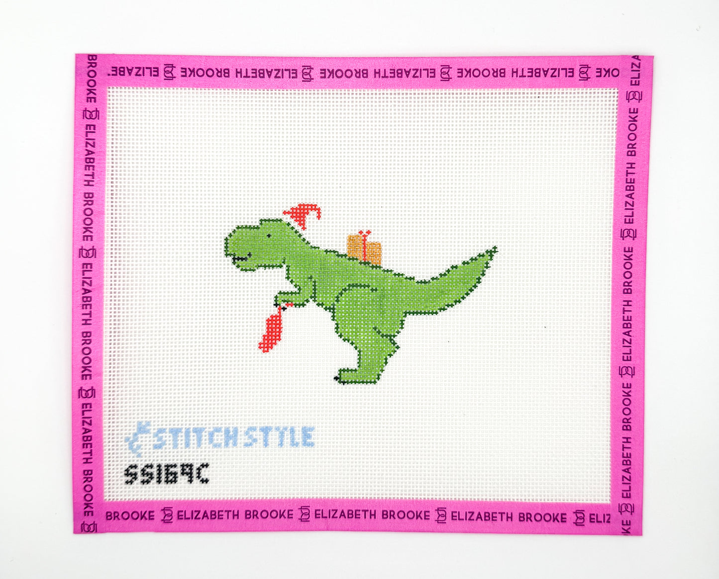 Christmas T-Rex Dinosaur Needlepoint Canvas