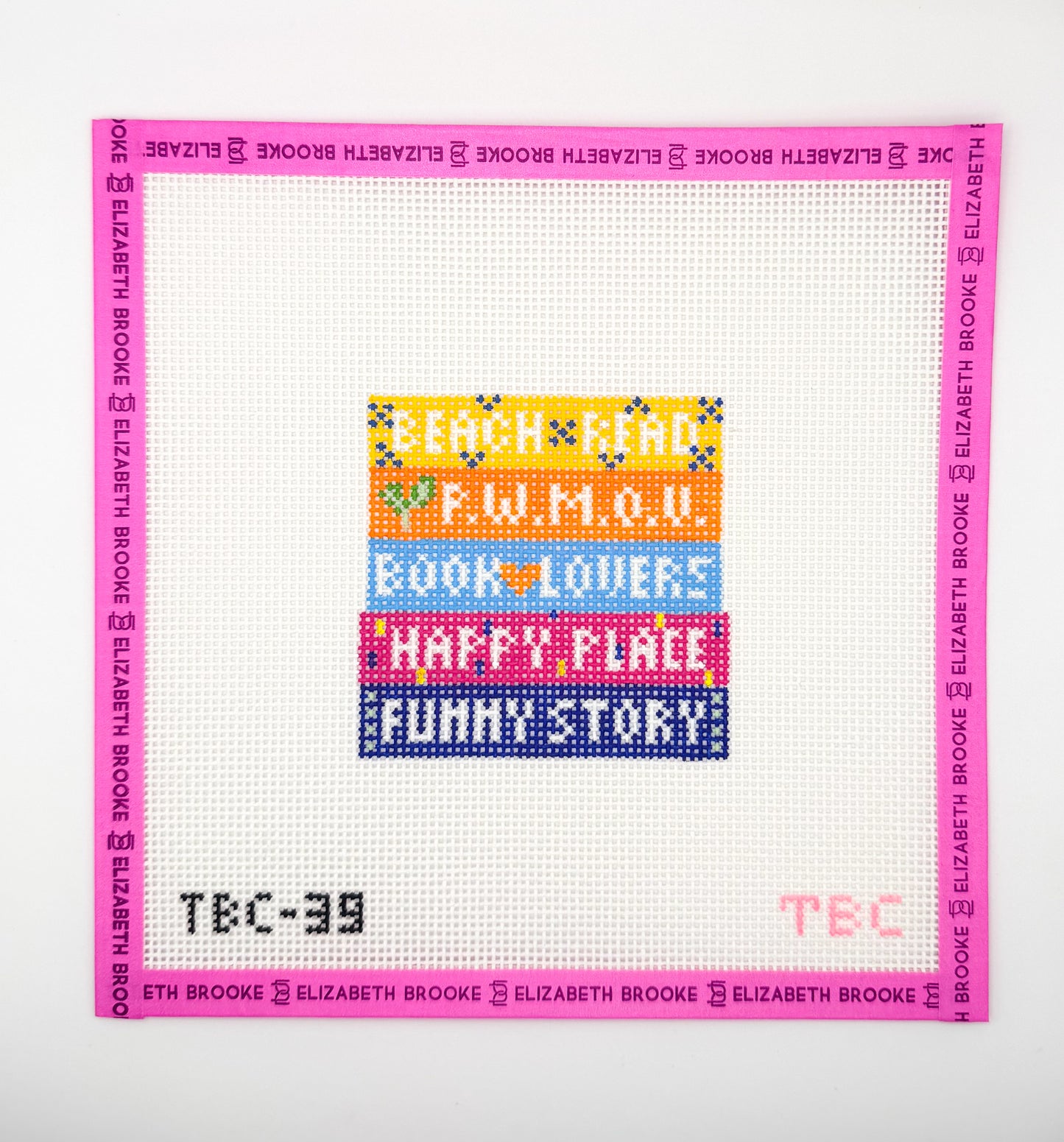 Emily Henry Book Stack Needlepoint Canvas