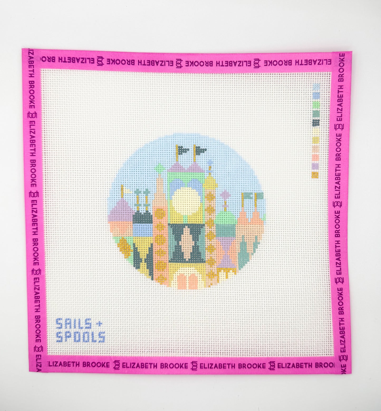 Small World round needlepoint canvas