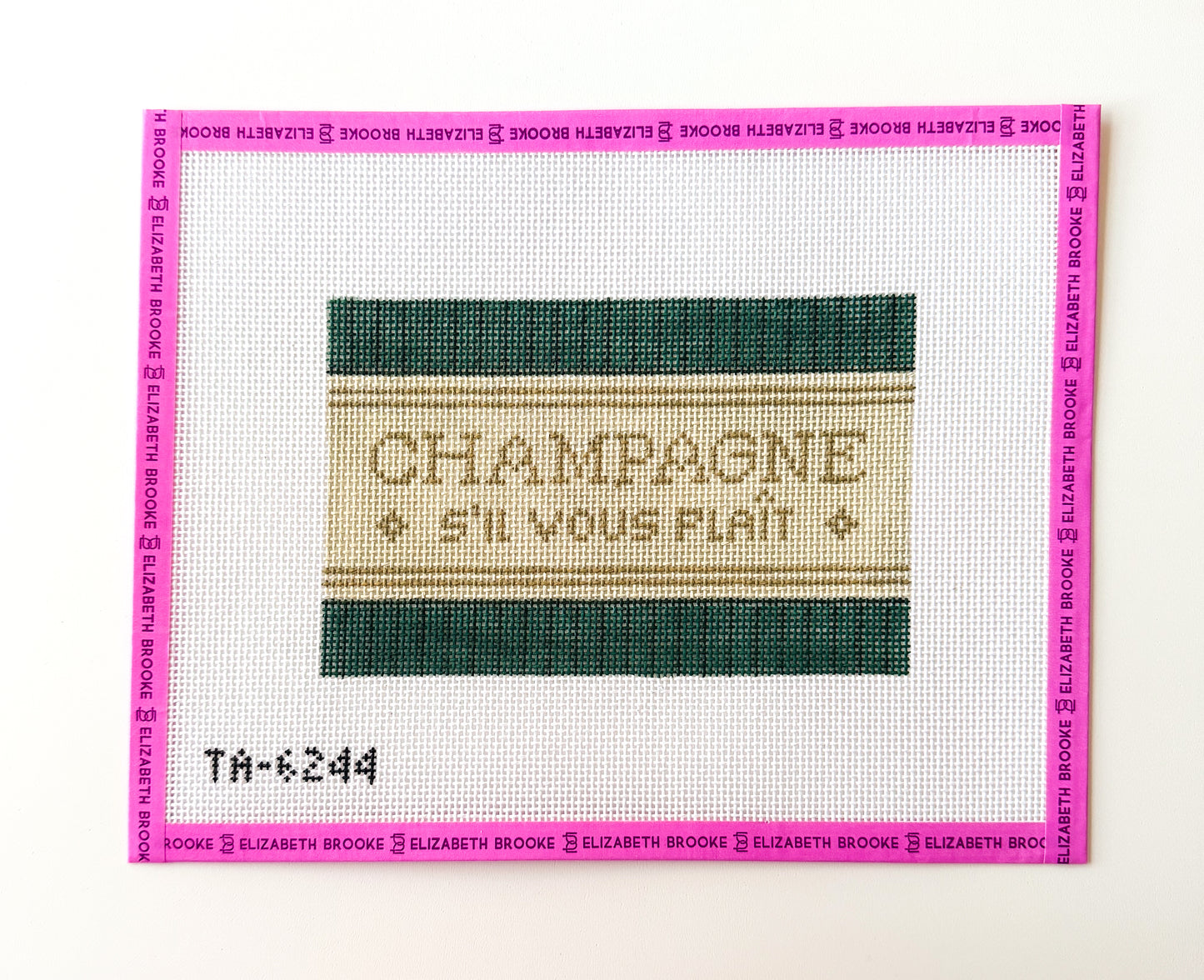 Champagne si’l vous plait acrylic purse insert needlepoint canvas