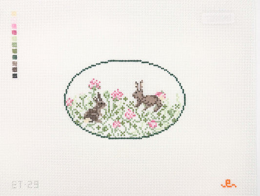 Bunny in Clover needlepoint canvas