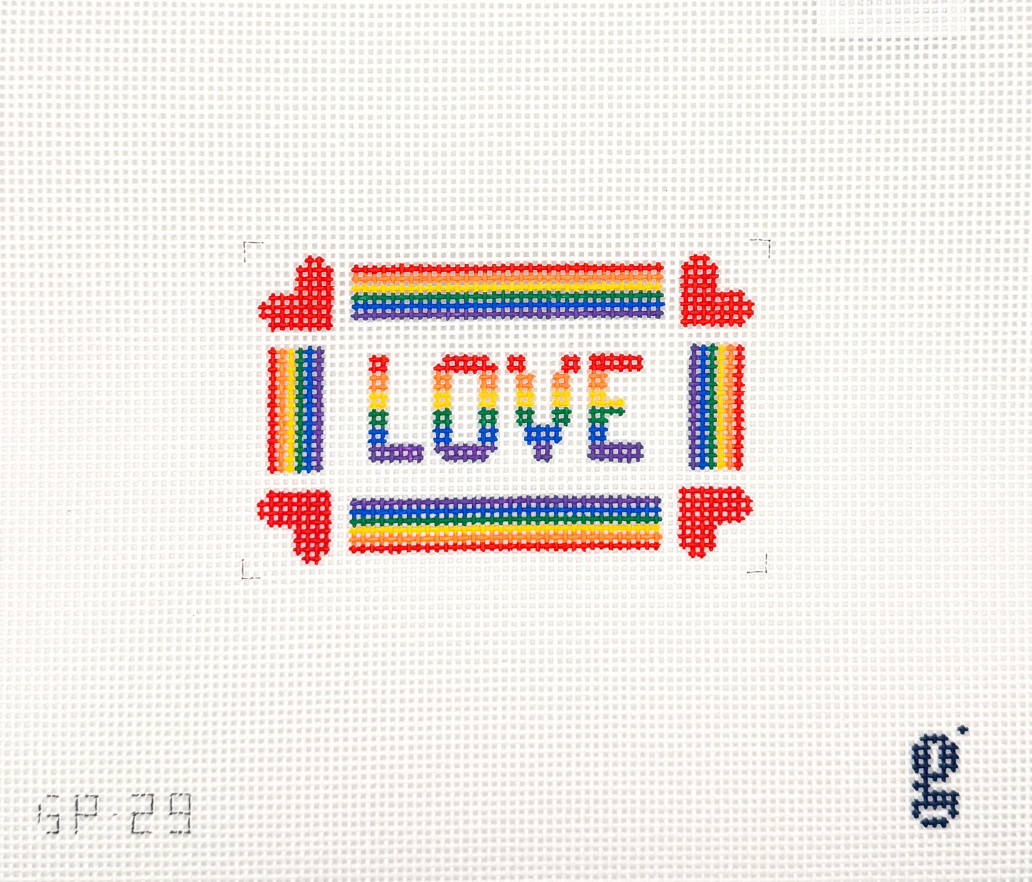 Rainbow Love sign needlepoint canvas