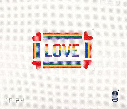 Rainbow Love sign needlepoint canvas