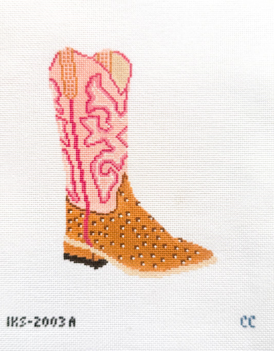 Pink Cowboy Boot ornament needlepoint canvas