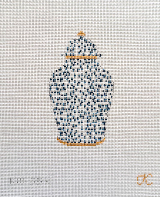 French Dots Ginger Jar Needlepoint Canvas