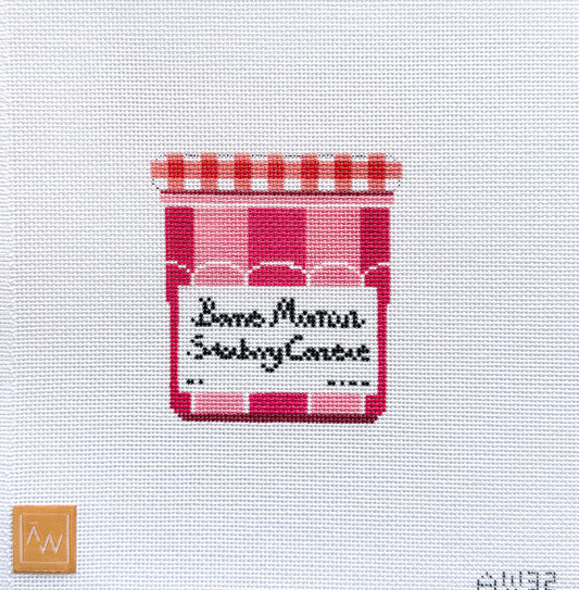 Strawberry Jam Jar Needlepoint Canvas