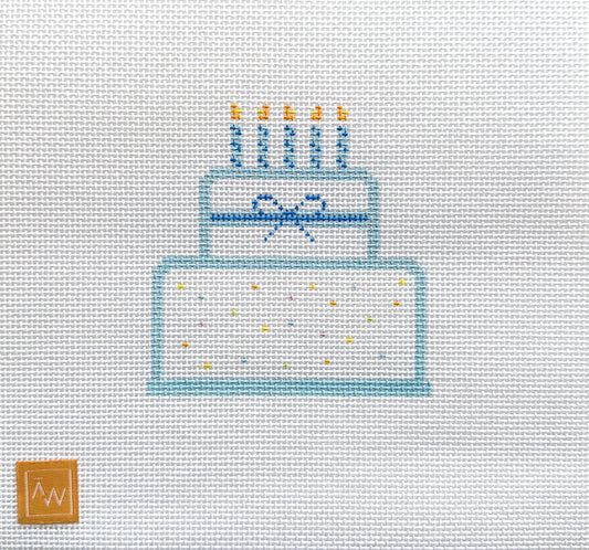 Blue Birthday Cake Needlepoint Canvas