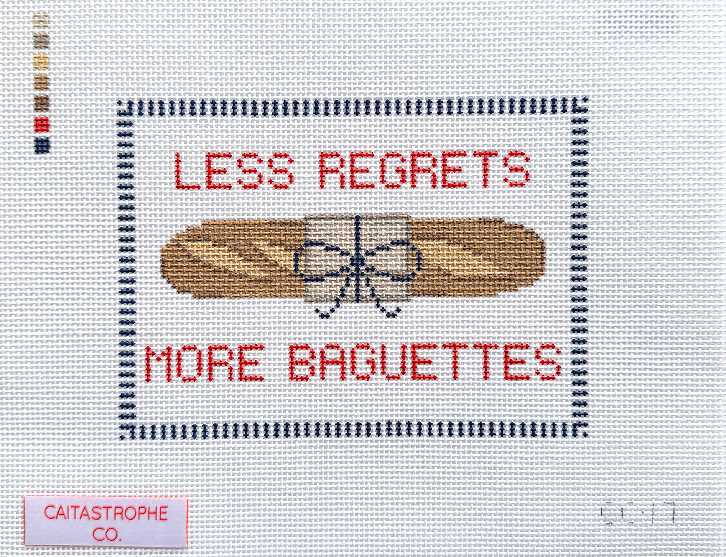 Less Regrets More Baguettes Needlepoint Canvas