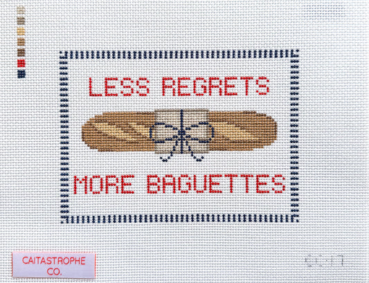 Less Regrets More Baguettes Needlepoint Canvas