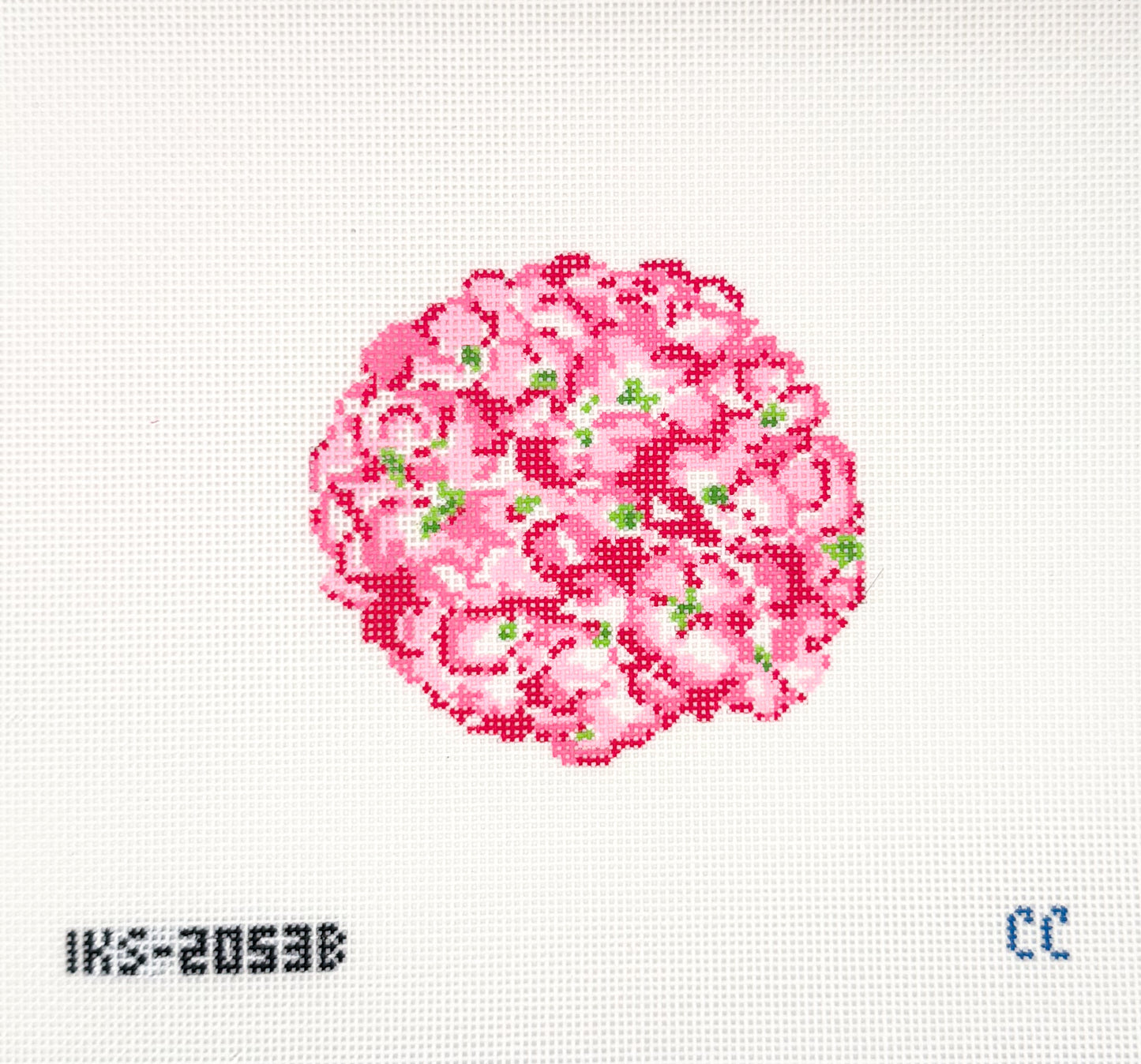 Pink Hydrangea ornament Needlepoint Canvas