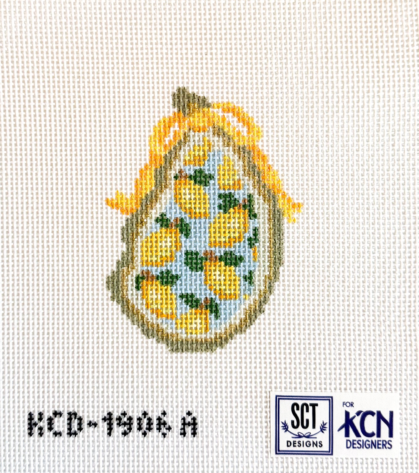 Lemons Gilded Oyster needlepoint canvas