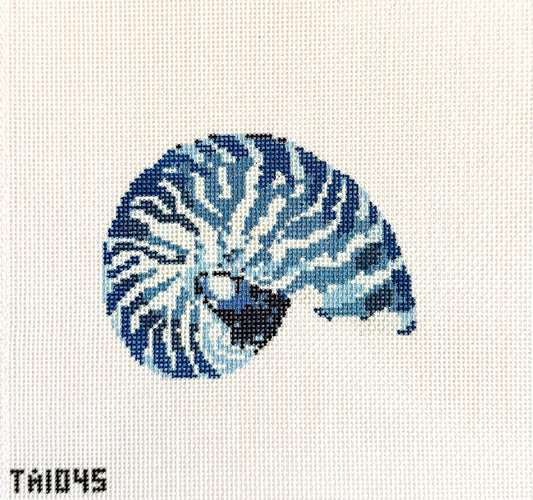 Blue Mini Nautilus Shell Needlepoint Canvas
