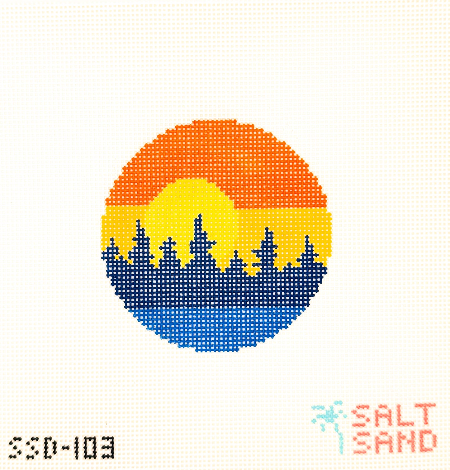 Northwoods sunset forrest needlepoint canvas