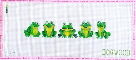Frogs in a Line Needlepoint Canvas