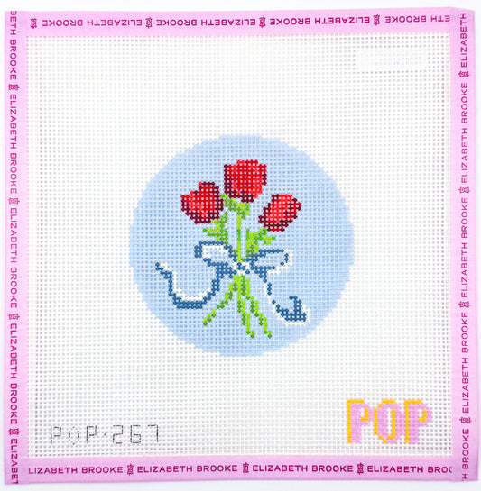 Floral Bow Round Needlepoint Canvas