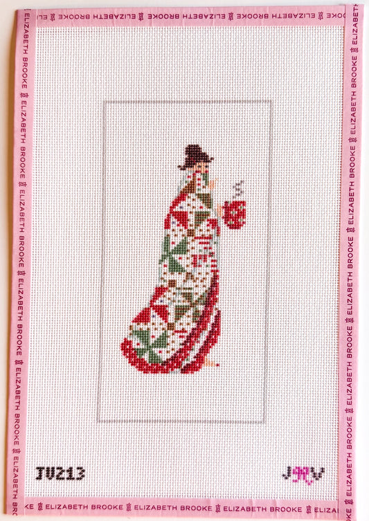 Cozy Quilt Girl Needlepoint Canvas